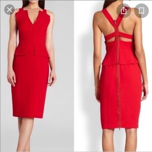 BCBG MaxAzria Melena Red Peplum dress